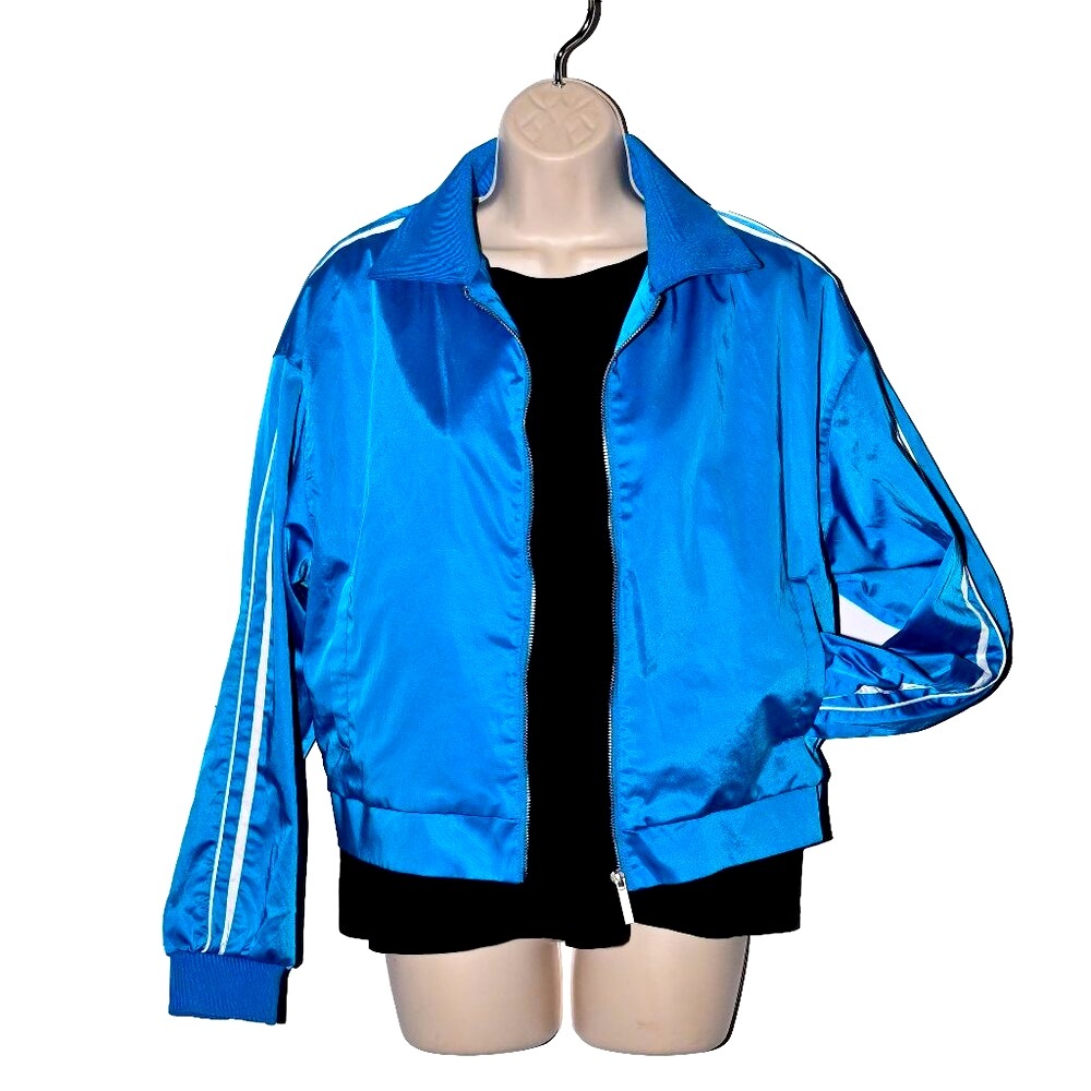 ZARA Satin Bright Blue Track Jacket, varsity jacket Size Small - Picture 2 of 4